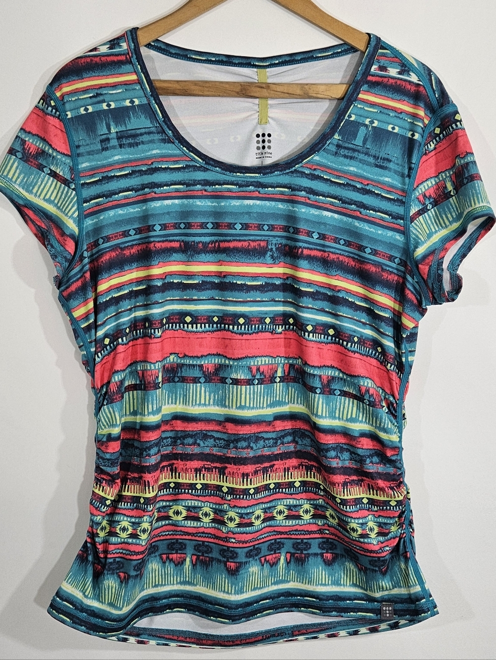 Title Nine Short Sleeve Active Top Aztec Print